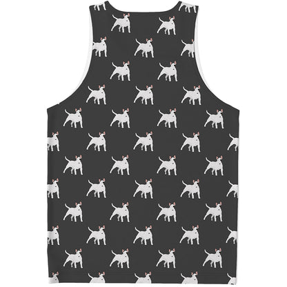 Black Bull Terrier Pattern Print Men's Tank Top