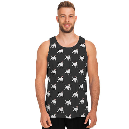 Black Bull Terrier Pattern Print Men's Tank Top