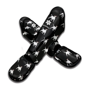 Black Bull Terrier Pattern Print Muay Thai Shin Guard