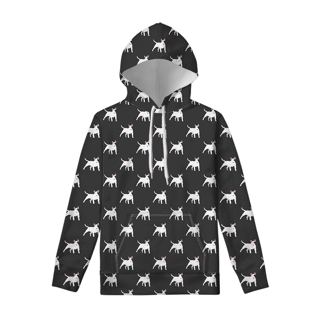 Black Bull Terrier Pattern Print Pullover Hoodie