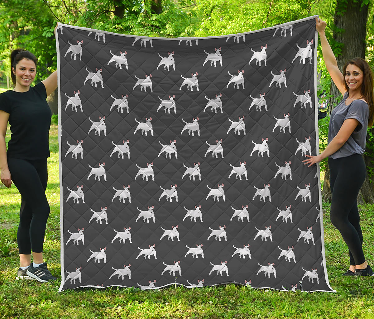 Black Bull Terrier Pattern Print Quilt