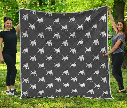 Black Bull Terrier Pattern Print Quilt