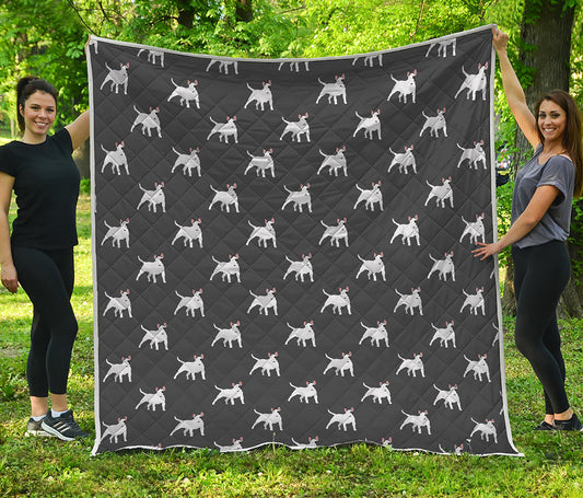 Black Bull Terrier Pattern Print Quilt