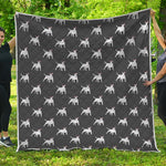 Black Bull Terrier Pattern Print Quilt