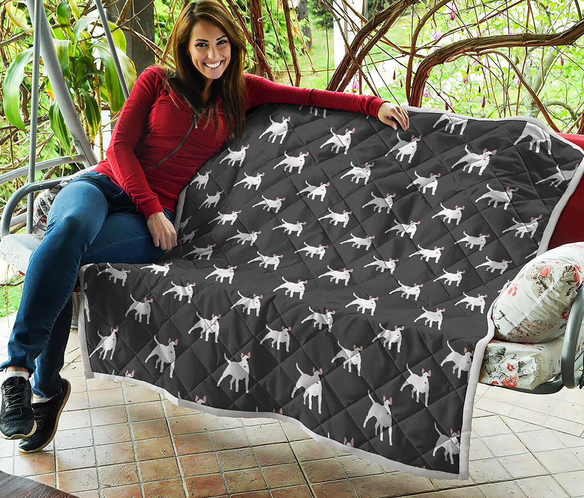 Black Bull Terrier Pattern Print Quilt