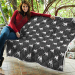 Black Bull Terrier Pattern Print Quilt