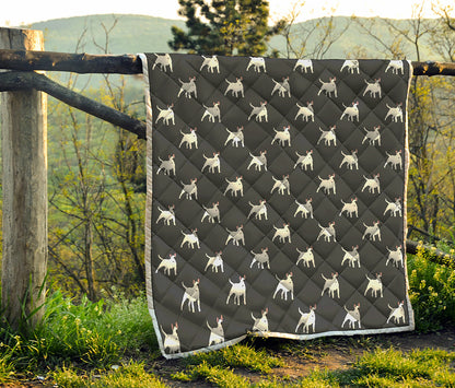 Black Bull Terrier Pattern Print Quilt