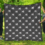 Black Bull Terrier Pattern Print Quilt