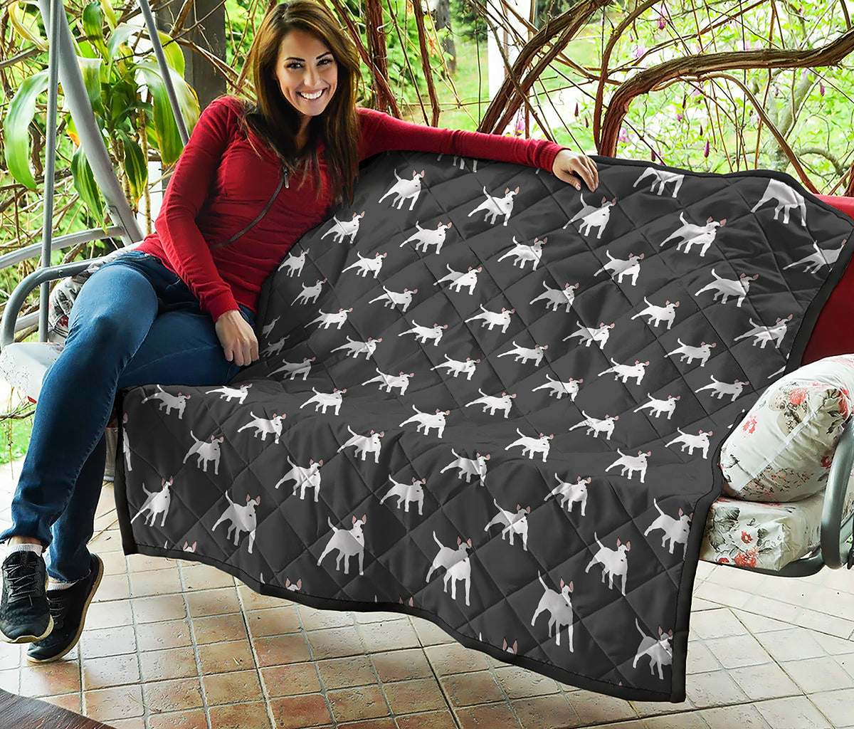 Black Bull Terrier Pattern Print Quilt