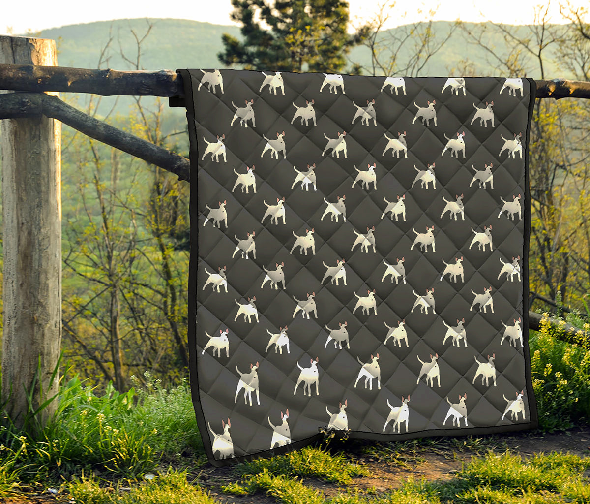 Black Bull Terrier Pattern Print Quilt
