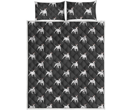 Black Bull Terrier Pattern Print Quilt Bed Set