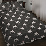 Black Bull Terrier Pattern Print Quilt Bed Set