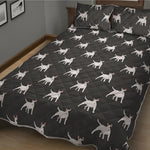 Black Bull Terrier Pattern Print Quilt Bed Set