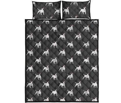 Black Bull Terrier Pattern Print Quilt Bed Set