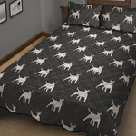 Black Bull Terrier Pattern Print Quilt Bed Set