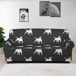 Black Bull Terrier Pattern Print Sofa Cover