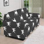 Black Bull Terrier Pattern Print Sofa Cover