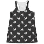 Black Bull Terrier Pattern Print Women's Racerback Tank Top