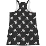 Black Bull Terrier Pattern Print Women's Racerback Tank Top