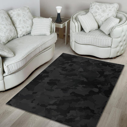 Black Camouflage Print Area Rug GearFrost