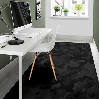 Black Camouflage Print Area Rug GearFrost