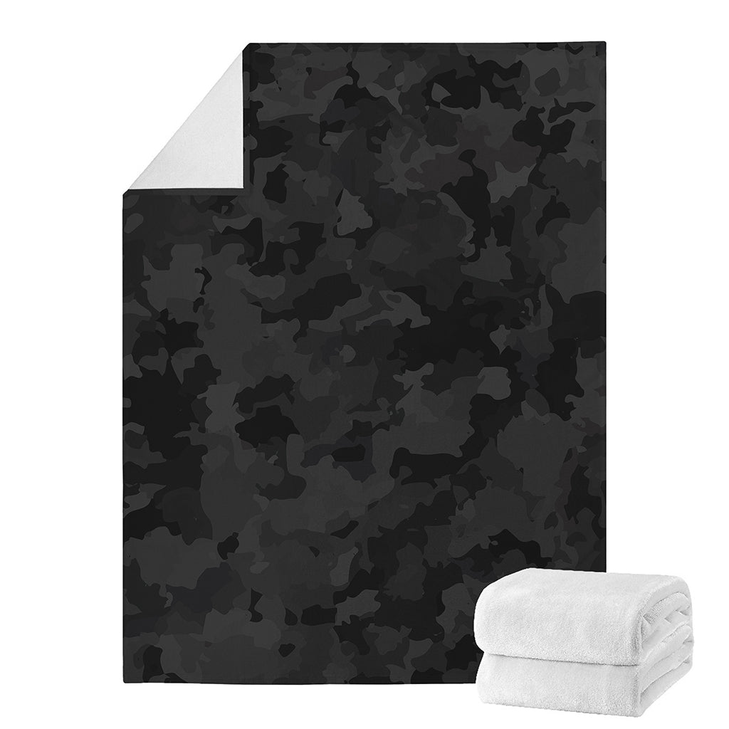 Black Camouflage Print Blanket