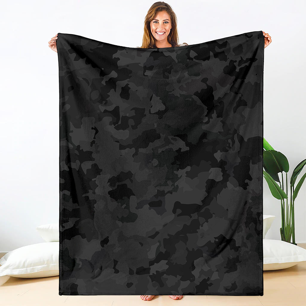 Black Camouflage Print Blanket