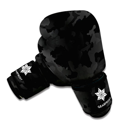 Black Camouflage Print Boxing Gloves