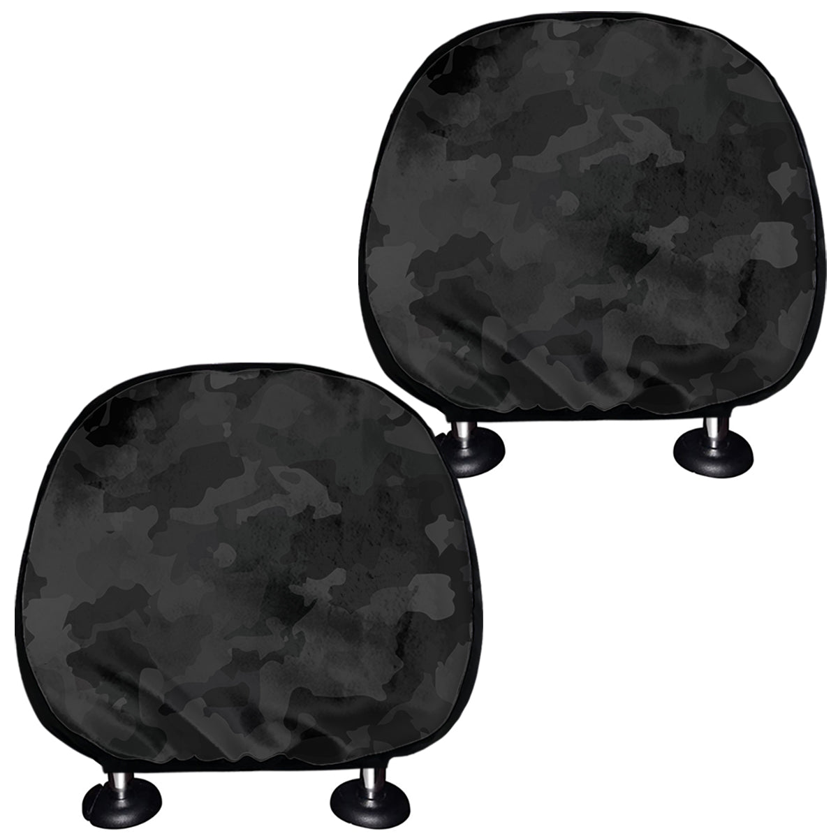 Black Camouflage Print Car Headrest Covers