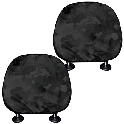 Black Camouflage Print Car Headrest Covers