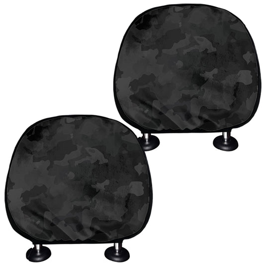 Black Camouflage Print Car Headrest Covers