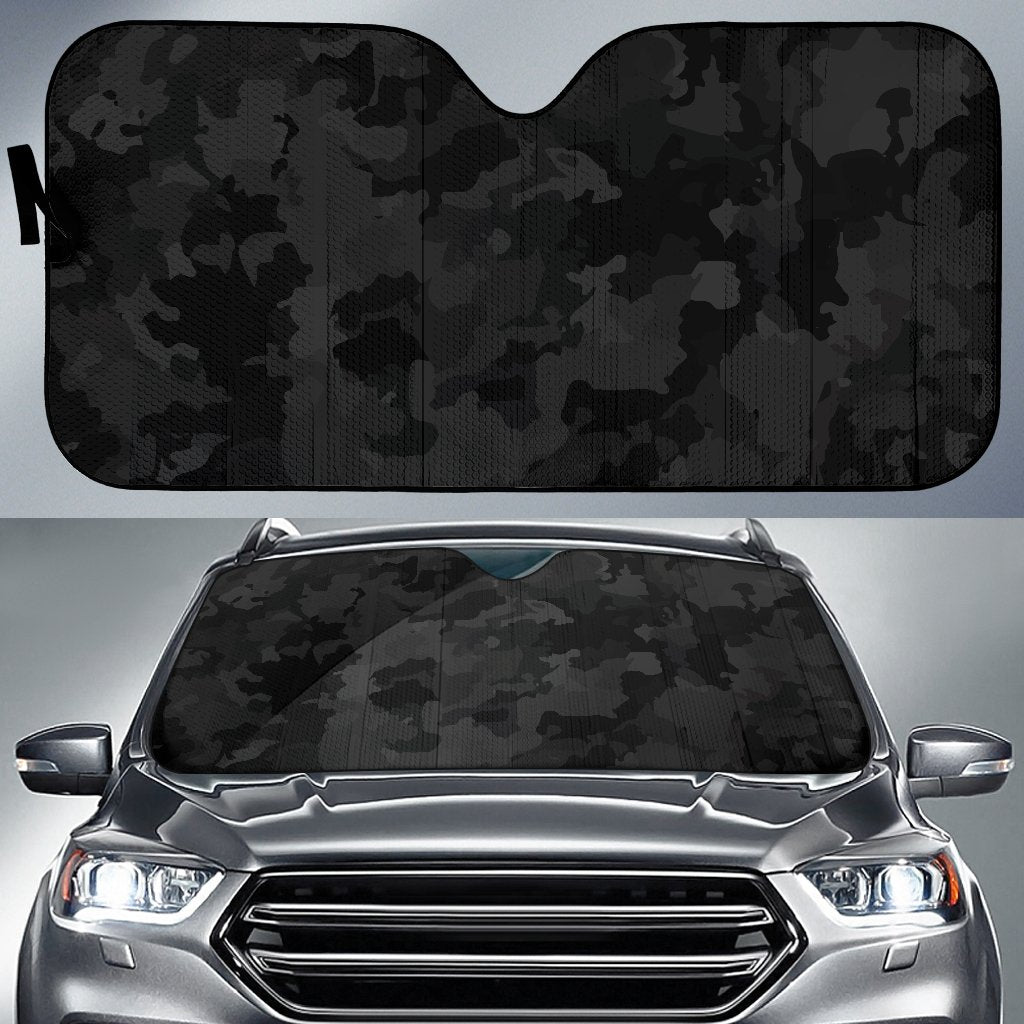 Black Camouflage Print Car Sun Shade GearFrost