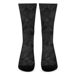 Black Camouflage Print Crew Socks