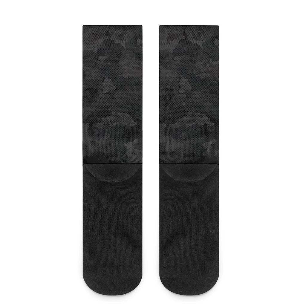 Black Camouflage Print Crew Socks