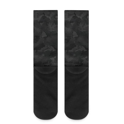 Black Camouflage Print Crew Socks
