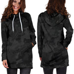 Black Camouflage Print Hoodie Dress GearFrost