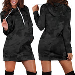 Black Camouflage Print Hoodie Dress GearFrost