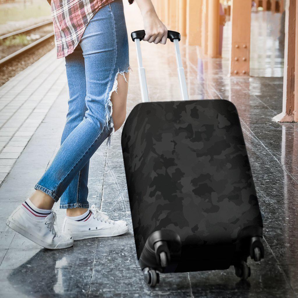 Black Camouflage Print Luggage Cover GearFrost