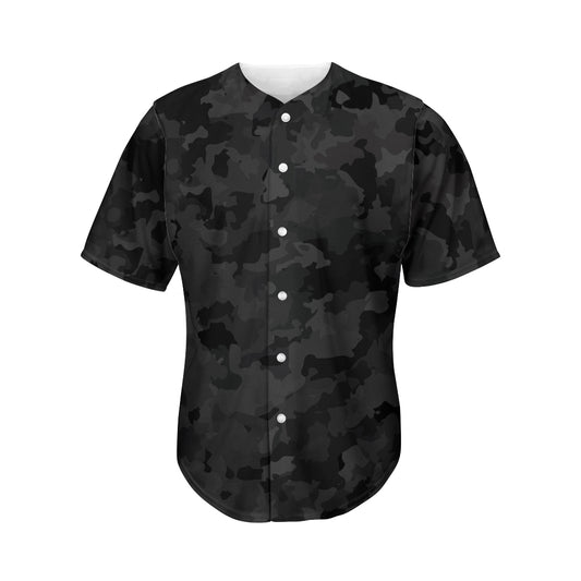 Black Camouflage Print Men's Baseball Jersey