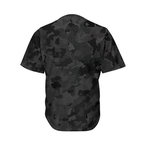 Black Camouflage Print Men's Baseball Jersey