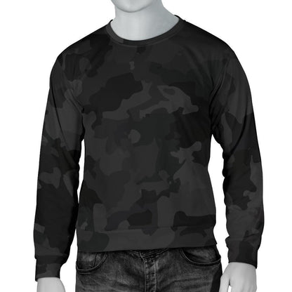 Black Camouflage Print Men's Crewneck Sweatshirt GearFrost