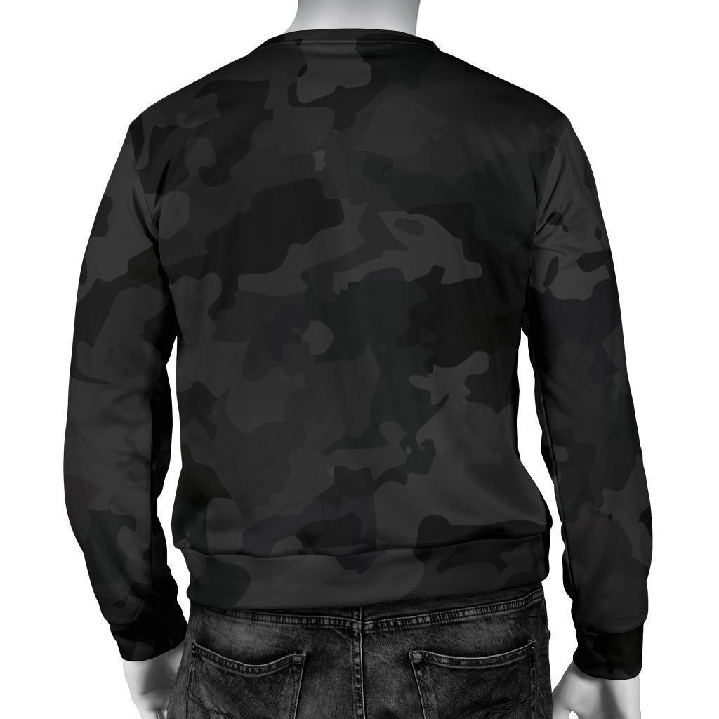 Black Camouflage Print Men's Crewneck Sweatshirt GearFrost