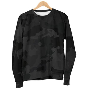Black Camouflage Print Men's Crewneck Sweatshirt GearFrost