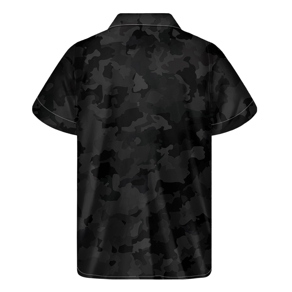 Black Camouflage Print Men's Short Sleeve Shirt