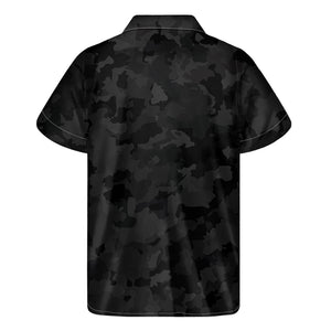 Black Camouflage Print Men's Short Sleeve Shirt