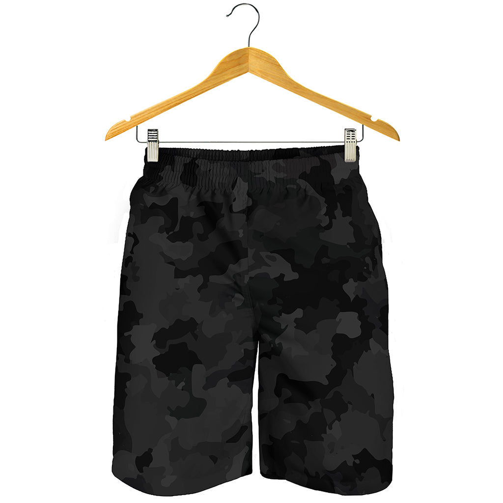 Black Camouflage Print Men's Shorts