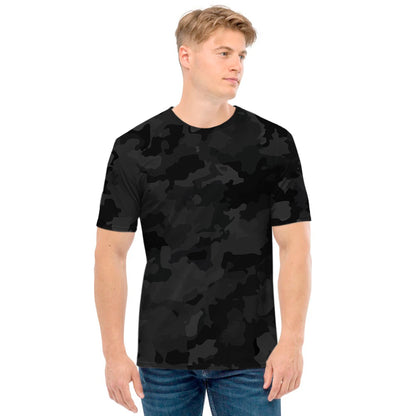 Black Camouflage Print Men's T-Shirt