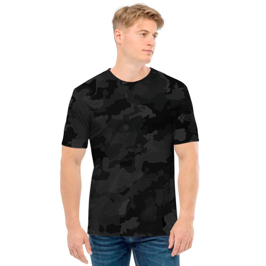 Black Camouflage Print Men's T-Shirt