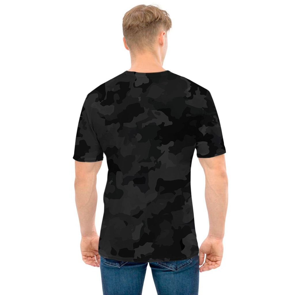 Black Camouflage Print Men's T-Shirt
