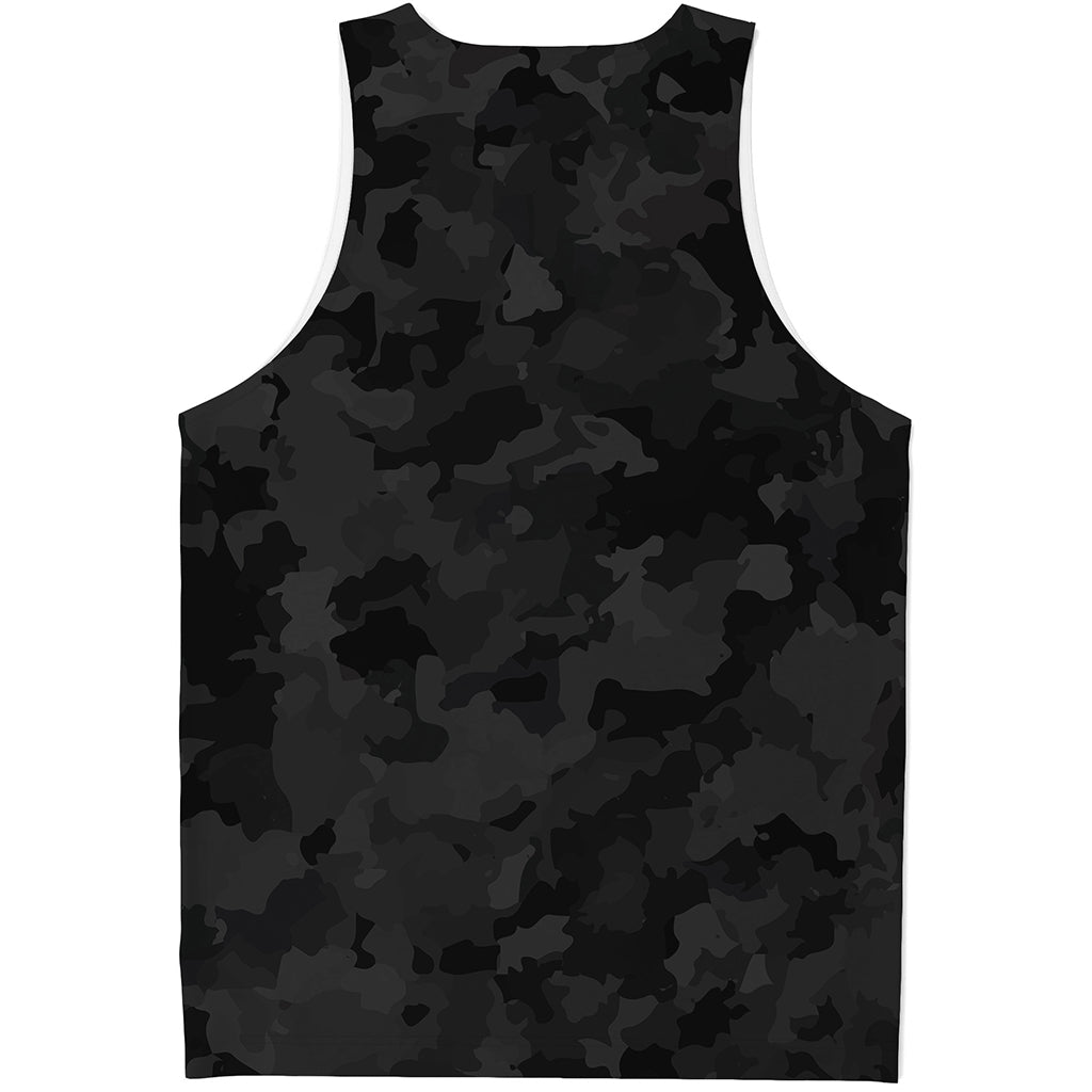 Black Camouflage Print Men's Tank Top